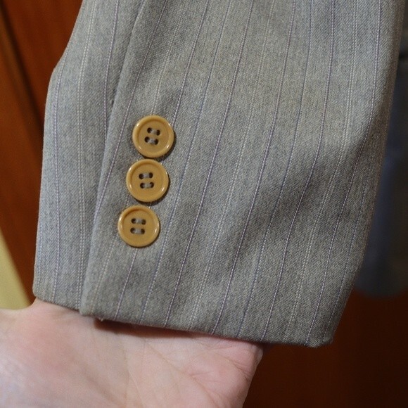 Marzotto Principe Italy Gray Pinstripe Pant Suit Wool Blend Classic Power Suit L - Picture 12 of 16